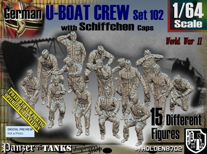 1/64 German U-Boot Crew Set102 3d printed