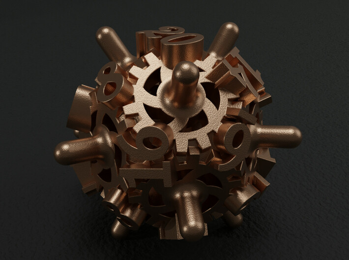 Clockwork Gears Dice 3d printed
