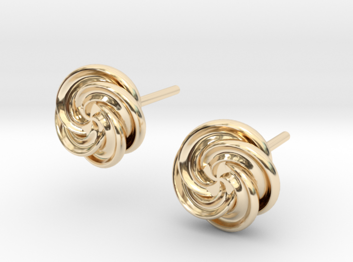 Pinwheel Flower Stud Earrings 3d printed