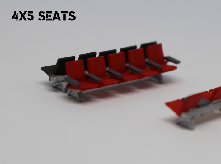 N Scale Waiting Room Seats 4x5 3d printed Painted seats in 2 color schemes