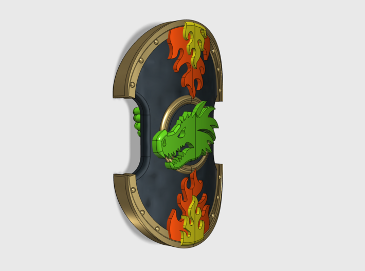 Dragon Head - Trojan Power Shields (L&R) 3d printed Hands are included.