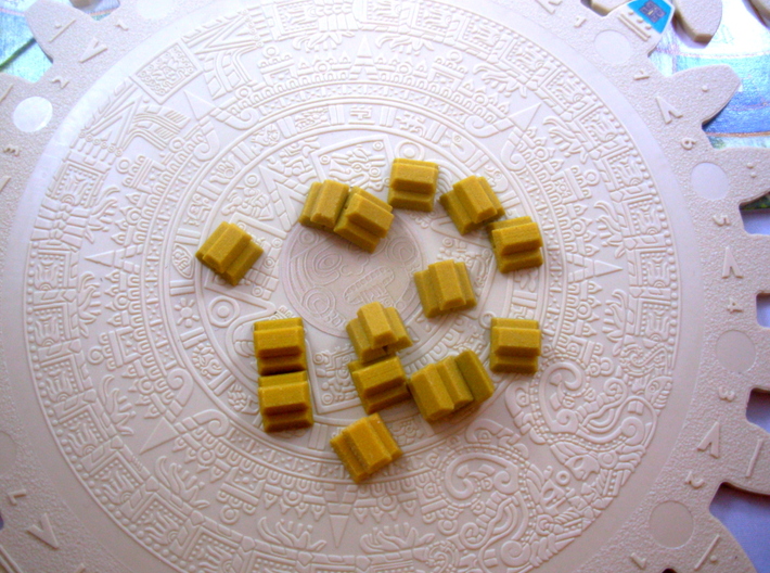 Gold Replacements for Tzolk'in, Set of 30 3d printed Gold bars in full color sandstone