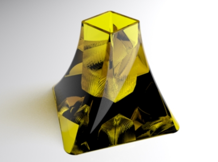 Vase Mod 004 3d printed Rendering - Vase in Amber glass