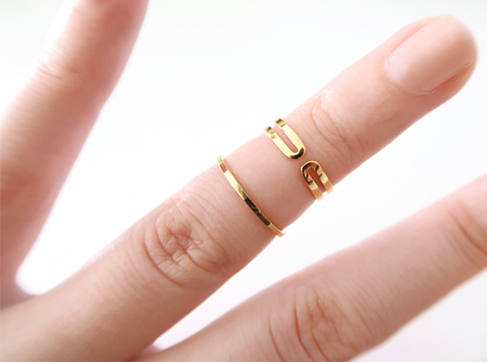 Simplicity  3d printed 14k plated Gold xs
