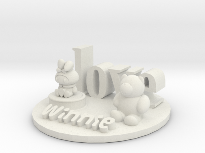 Kitty and Winnie cake 3d printed