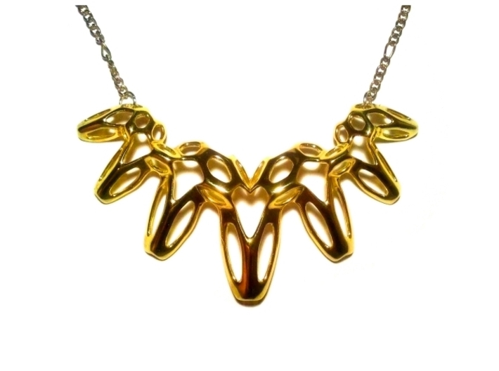 SharpSpikes Necklace 3d printed Polished Brass