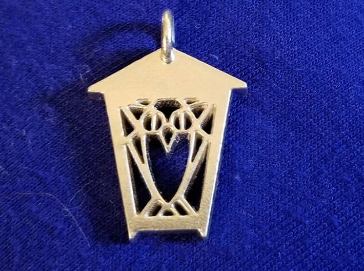 Owl Lantern Pendant - Silver 3d printed Actual natural silver pendant