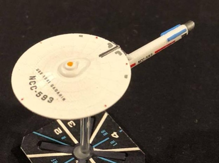 3788 Scale Franz Joseph Federation Scout WEM 3d printed Ship (Smooth Fine Detail Plastic) is painted by a fan. Stand not included.