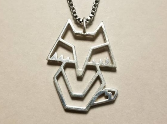 Give a Fox Charm 3d printed Polished Silver