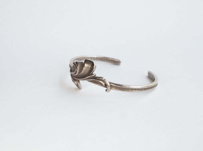Acanthus Leaf Bangle Cuff 3d printed Polished Bronze-Silver Steel