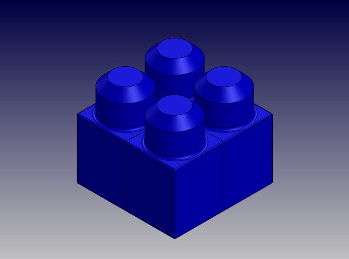 QUAD BLOCK-SQUARE 3d printed Square Quad Block-Isometric View