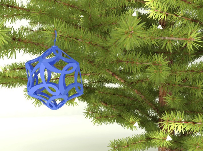 Cancer Ribbon Christmas Tree Ornament 3d printed Blue Shown