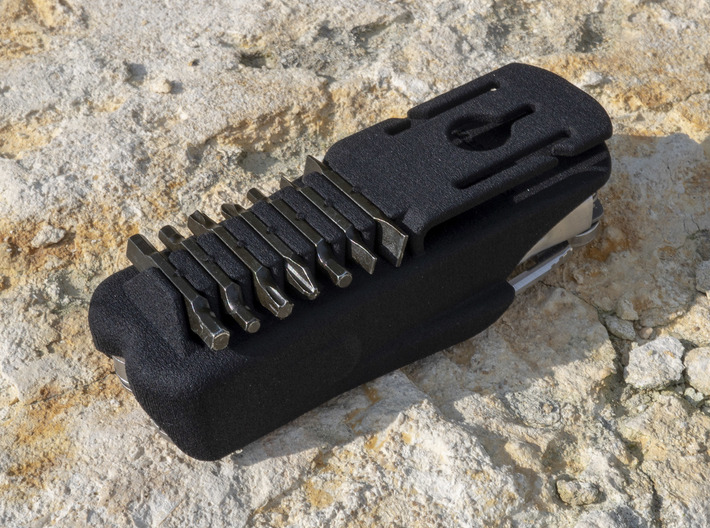 Holster for Leatherman Charge+ TTI, Closed Loop 3d printed Holds up to 7 bits on the back side.