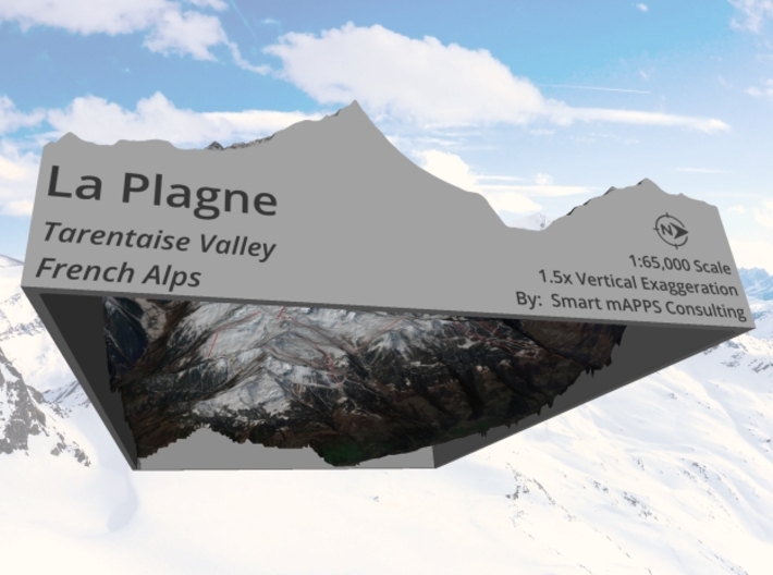La Plagne Ski Area: 8"x10" 3d printed 