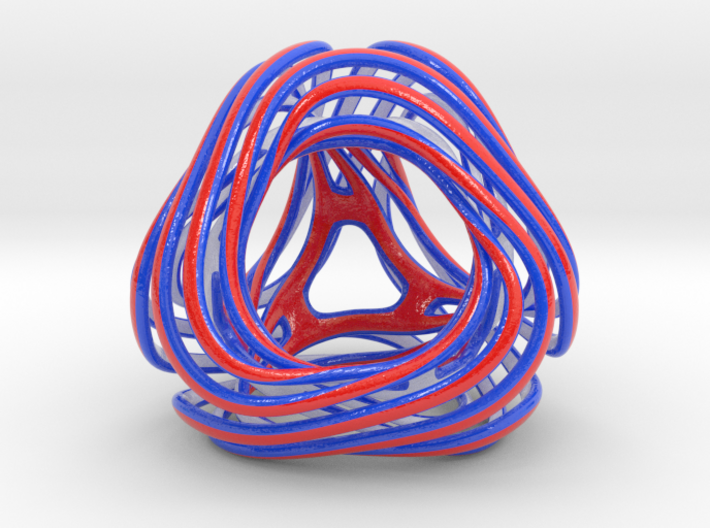 Looped Tetrahedron colored 3d printed
