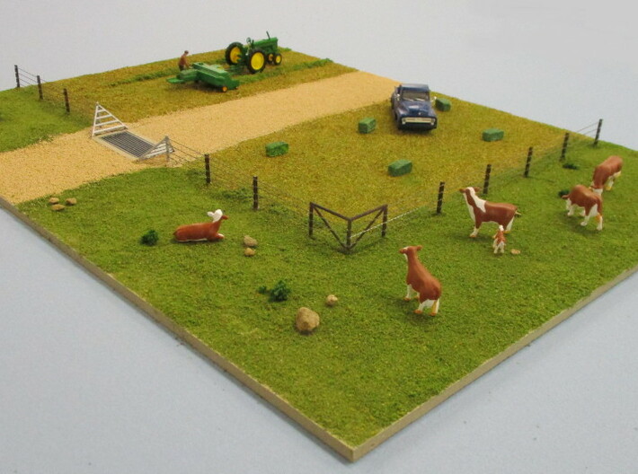 Barbed Wire Fence Square Outside Corner Posts (HO) 3d printed Layout Results