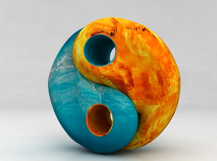 Fire and water yin yang 3d printed 