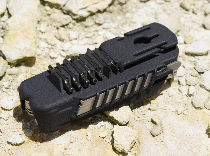 Holster for Leatherman Surge, Closed Loop 3d printed Built in blade holder, and spare bit holders.