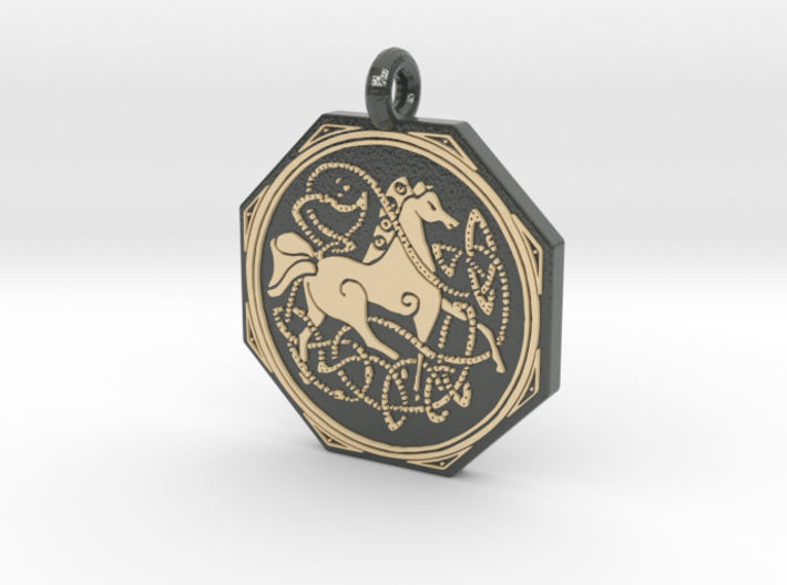 Celtic Horse  Octagonal Pendant 3d printed