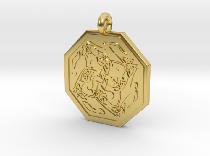 Hare Celtic  Octagon Pendant  3d printed
