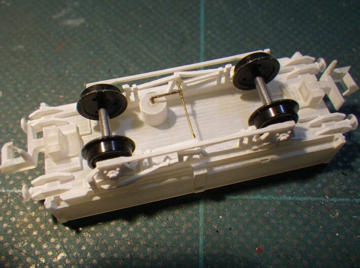 British Rail ZCV Crab ballast wagon - chassis incl 3d printed Brass wire brake cranking. Wheels fitted.