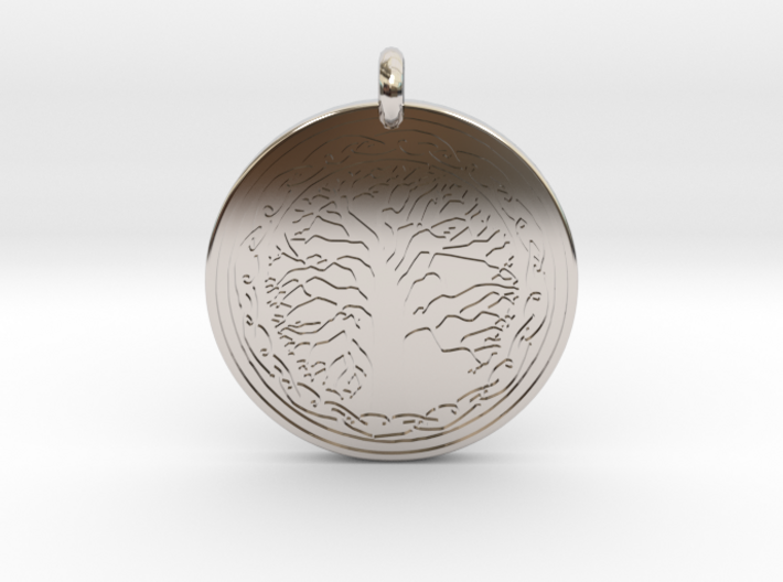 Sacred Tree Of Life Round Pendant 3d printed