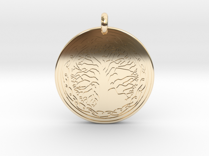 Sacred Tree Of Life Round Pendant 3d printed