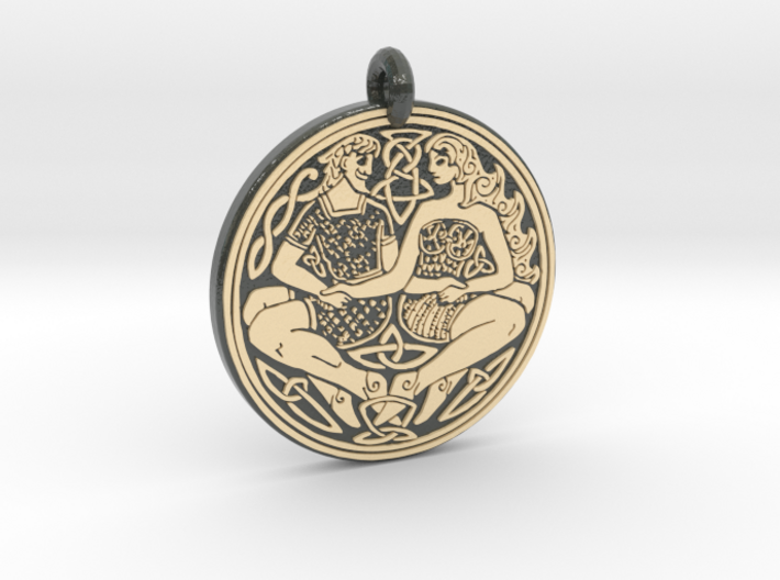 Divine Couple Celtic  - Round Pendant 3d printed