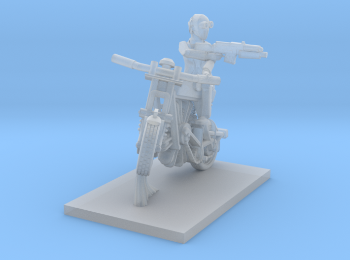 post apocalypse classic bike with posed man 3d printed