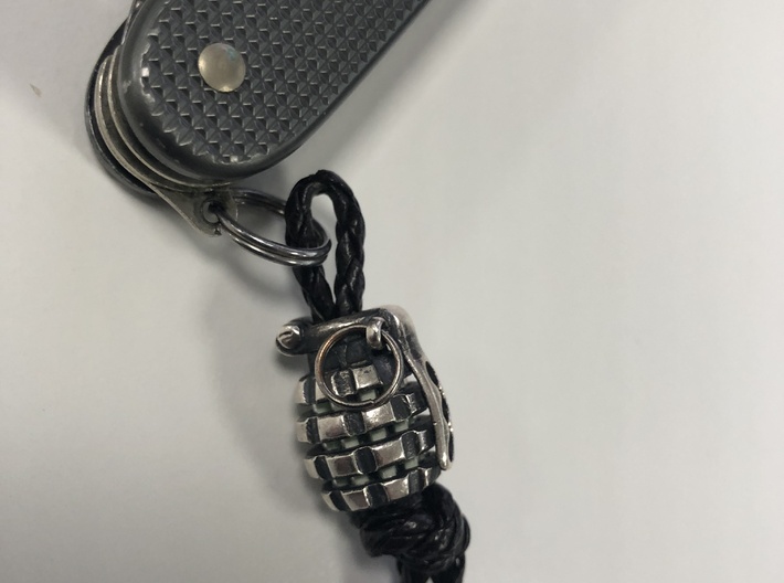Toxic Bomb - tritium grenade bead 3d printed Made in silver with antique finish