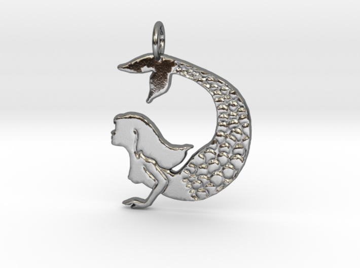 Mermaid pendant necklace 3d printed