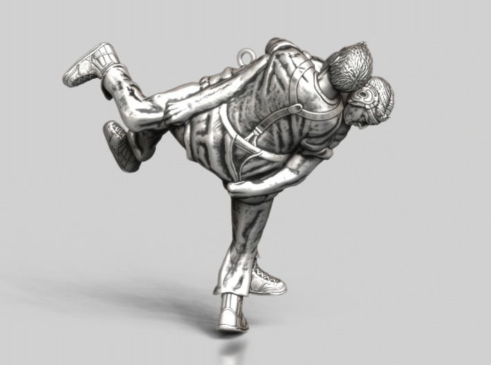 Swiss wrestling - 40mm high 3d printed Antique Silver