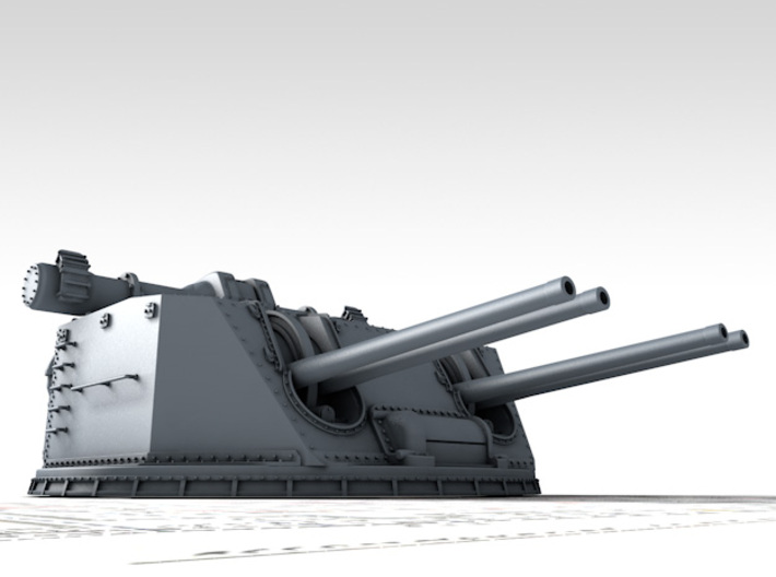 1/600 Dunkerque Quad 130mm/45 Model 1932 Guns x3 3d printed 3d render showing Turret detail