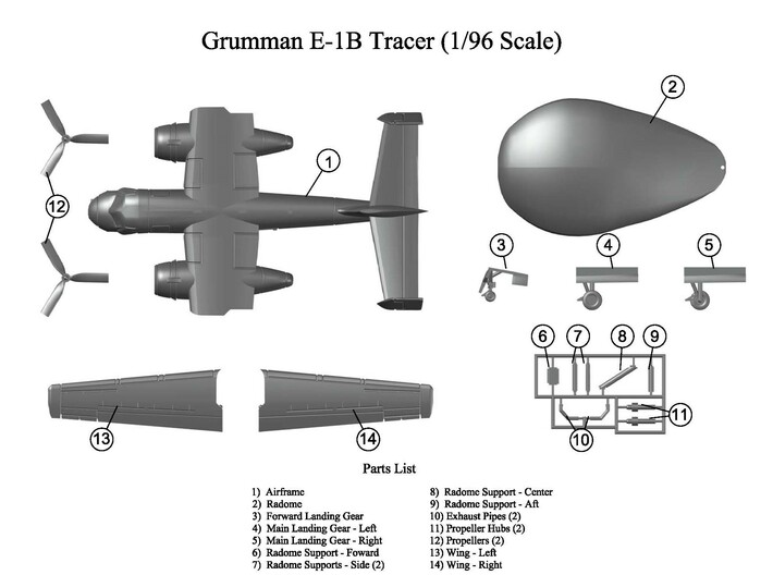 Grumman-E-1B-96Scale-03-FwdGear 3d printed 