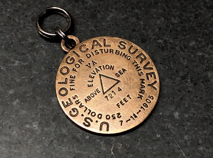 Glacier Point - Yosemite National Park Keychain 3d printed Front side, natural bronze with patina and loops added