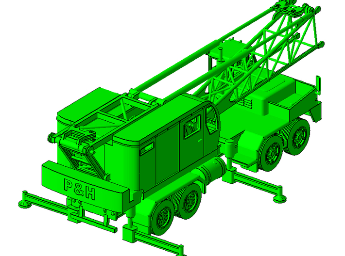1/64th P&H Type Lattice Boom Crane 3d printed Shown with transporter, sold separately