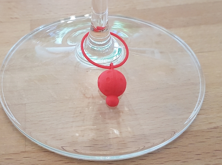Ladybug Glass Tag 3d printed Red ladybug wine charm on glass stem