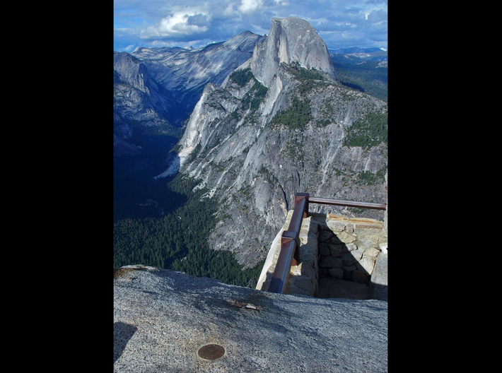Glacier Point - Yosemite National Park Keychain 3d printed Photo of Glacier Point benchmark with view of Half Dome. Photo by Team Pluto