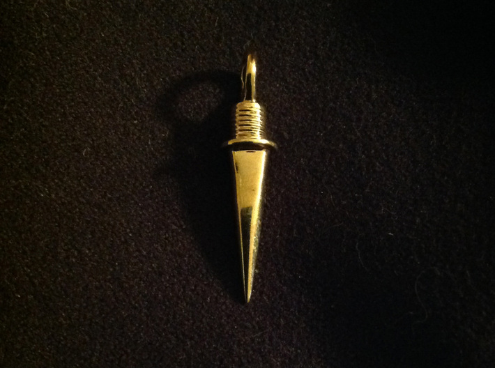 Cross Country/Track Spike Pendant 3d printed Polished brass