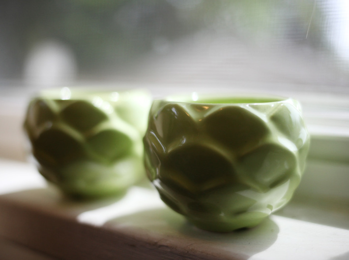 Small Artichoke Cup 3d printed Avocado Green ceramic (discontinued)
