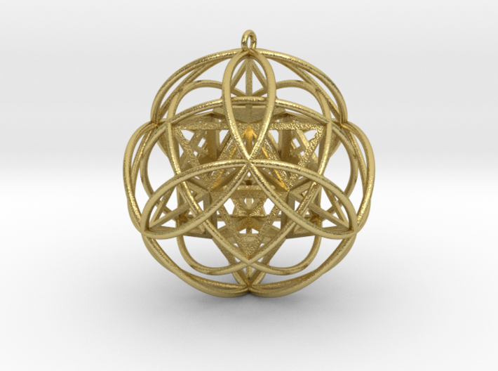 Stellated Vector Equilibrium 9 Ring Pendant 2.5&quot; 3d printed