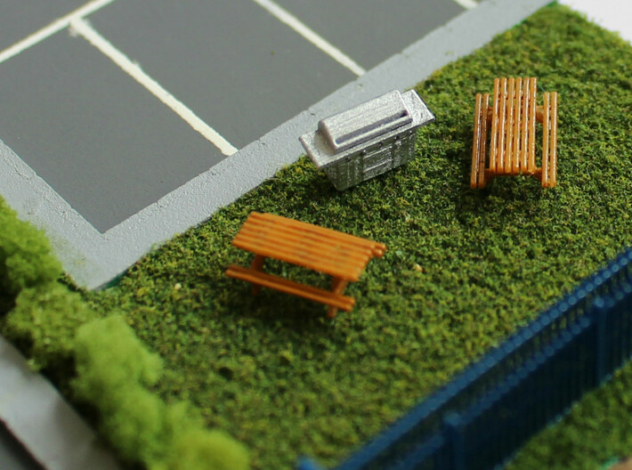 N Scale 2x Picnic Bench 3d printed