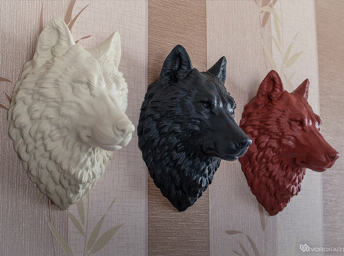 Proud Wolf Wall Mount 3d printed Large size (30 cm) hand painted
