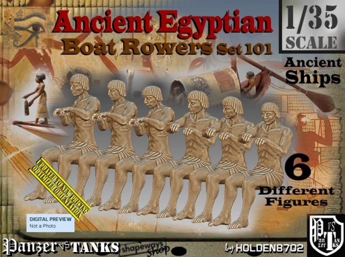 1/35 Ancient Egyptian Boat Rowers Set101 3d printed