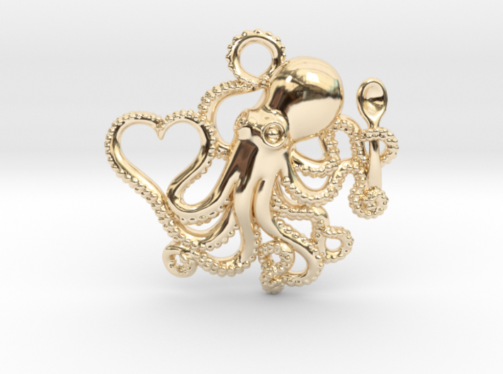 Octopus with Heart &amp; Spoon 3d printed