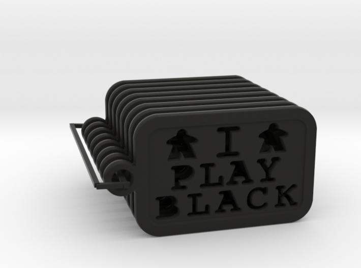 I PLAY BLACK - Meeple Keychain (8) 3d printed