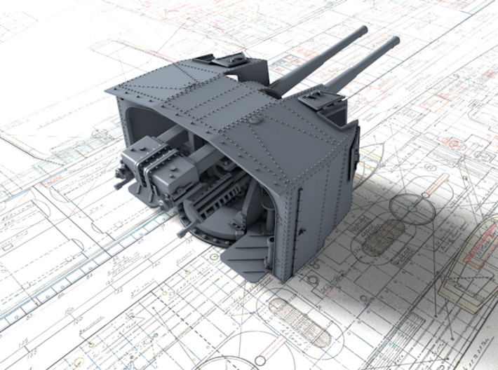 1/120 Tribal Class 4.7" MKXII CPXIX Twin Mount x4 3d printed 3d render showing product detail