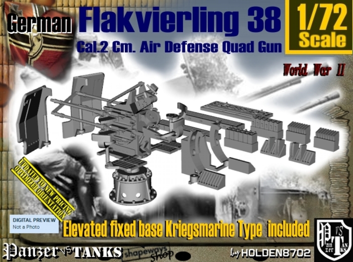 1-72 Kriegsmarine Flakvierling 38 Set001 3d printed