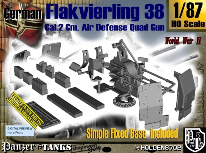1/87 Ground Flakvierling 38 Set002 3d printed