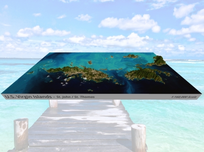 US Virgin Islands Topo Map - St. John / St. Thomas 3d printed 